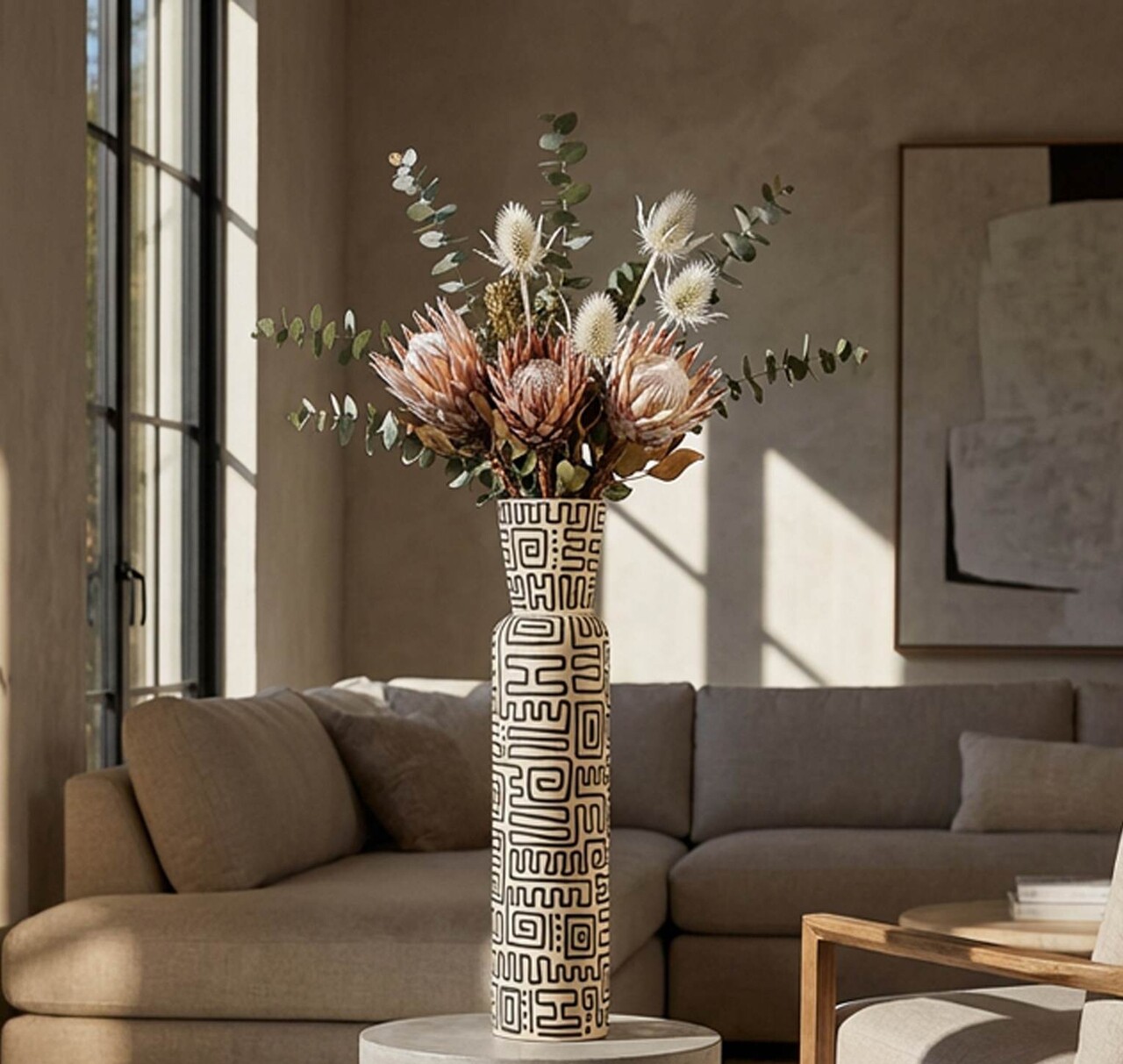 Vaza decorativa, Mauro Ferretti, Nairobi, 15.5x65 cm, polirasina, alb/negru - imagine 7